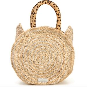 New Sam Edelman Emilia Shoulder Bag Cheetah Calf Hair Jute Cat Ear Designer Hot